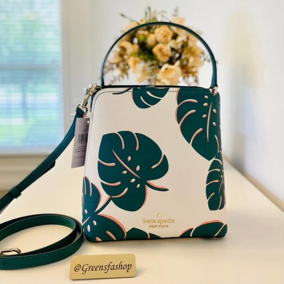 Kate Spade Purse & wallet Monstera Leaves Small Bucket Bag new - Picture 3 of 12